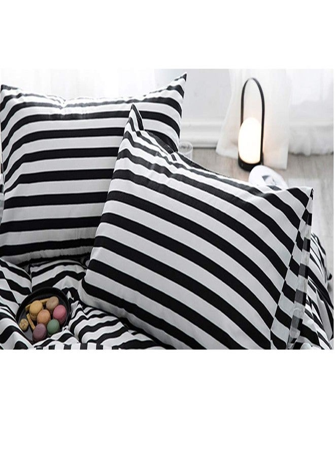 CLOTHKNOW Striped Pillowcases Standard Black and White Pillow Cases Ticking Set of 2 Bed Pillow Cases Envelope Closure Black Pillow Shams for Boys Girls - Image 1